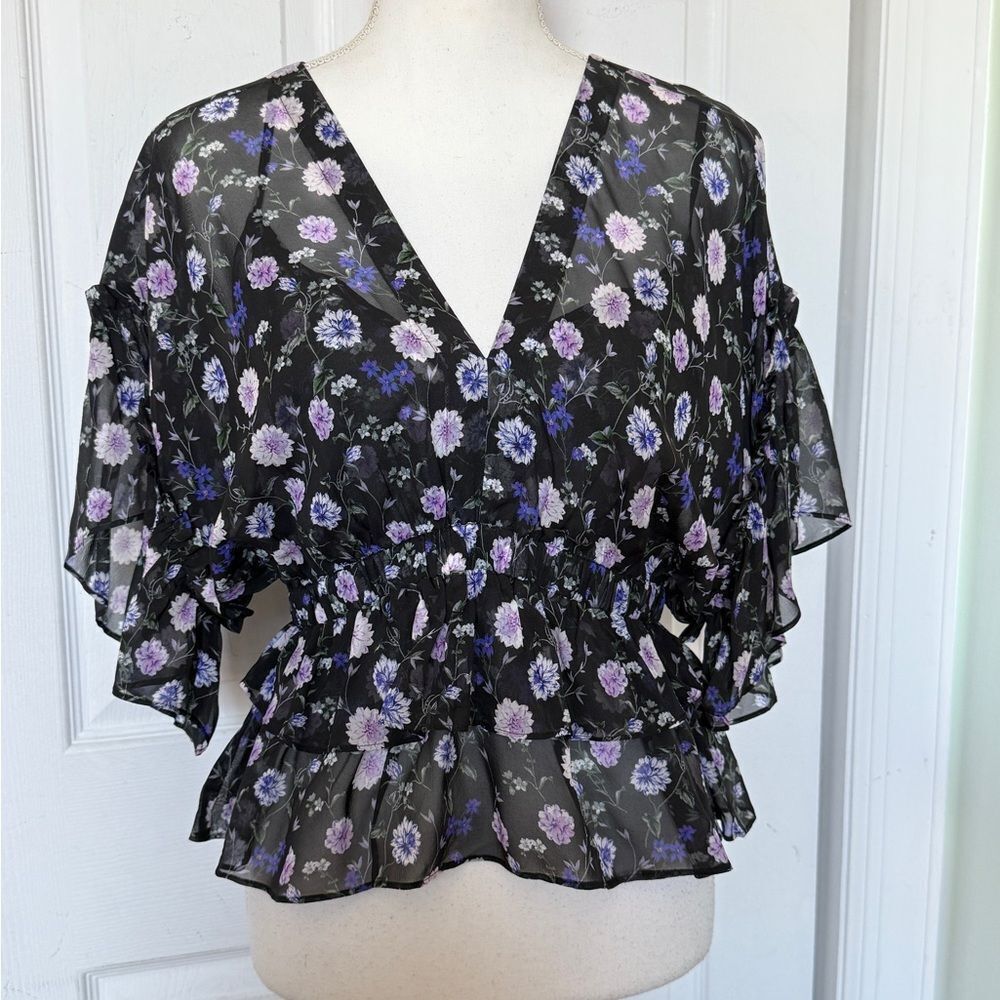 New with Tags The Kooples Floral Silk Chic Blouse